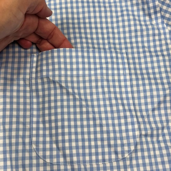 Peter Millar Nanoluxe Easycare blue & white check button up size Large - Picture 6 of 6